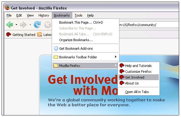 Firefox Get Involved Screen