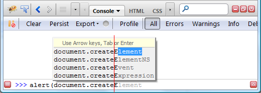 The autocompletion popup is aligned with the expression