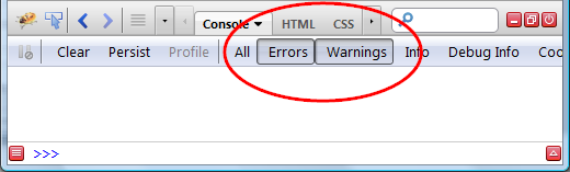 Multiple filters selected in the Console panel