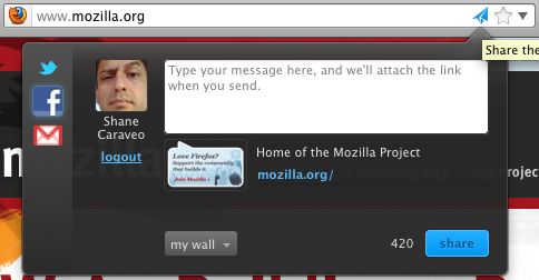 Firefox Share alpha screenshot