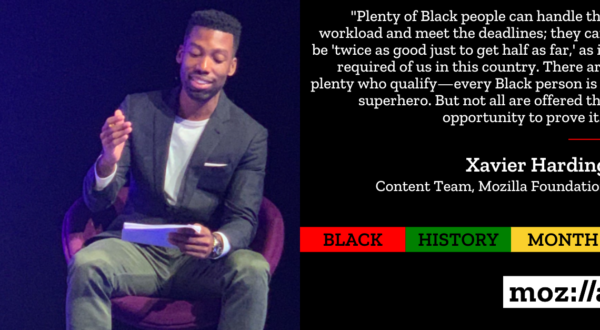 Mozilla Black History Month image and quote from Xavier Harding