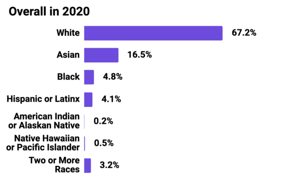 Graph showing Mozilla Corporation Overall Race and Ethnicity
