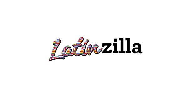Text reads Latinzilla. The typeface for Latin is filled with different flags.