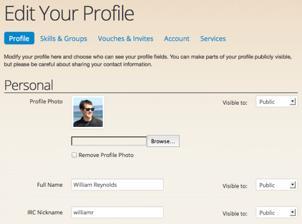 You can now change the visibility for each profile field when editing your profile.