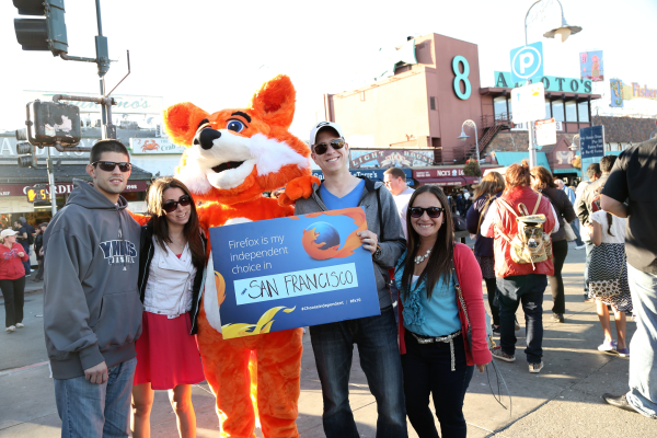 Foxy with Firefox fans at Fisherman’s Wharf!