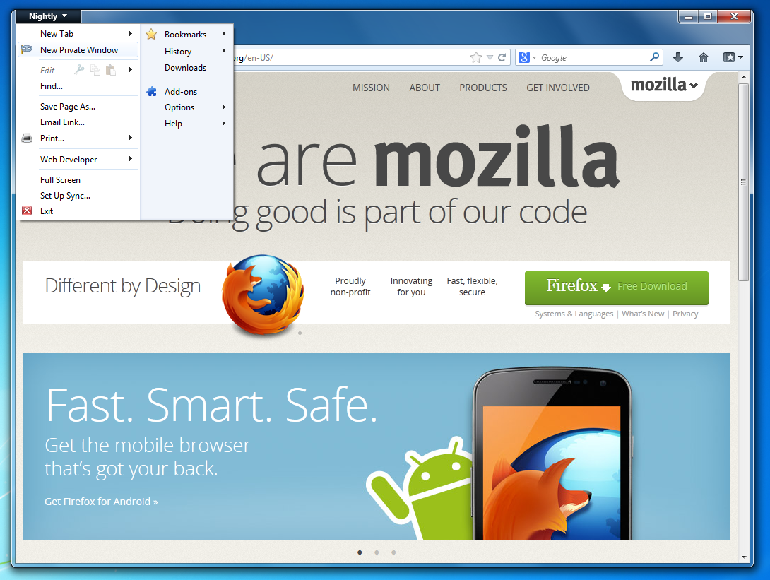 Private новое. Private browser Firefox. Mozilla Firefox 20. Новая мазила для виндовс 10. Firefox Nightly.