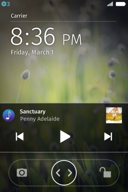 Lock screen showing music controls