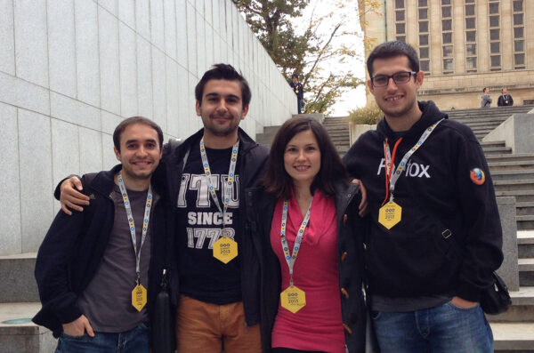 Selim (first left) with fellow Turkish Mozillians Onur, Didem and Serkan (Mozilla Summit Brussels)