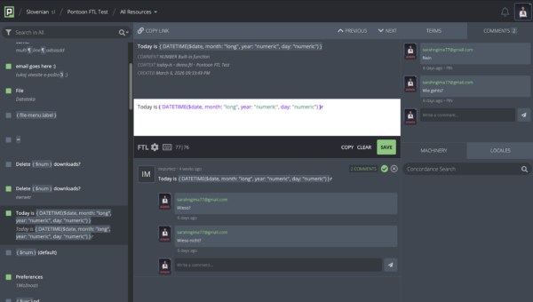 Screenshot of Pontoon with multiple comments