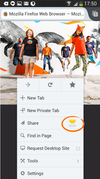 Quickshare on Firefox for Android