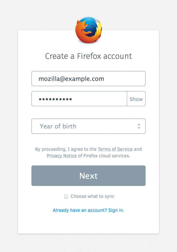 1. Set up Firefox Account