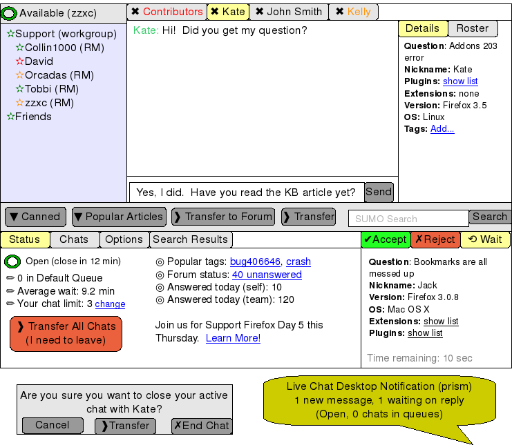 Live Chat web client mock-up