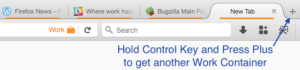 Plus button plus control key inherits the Container type from the existing tab