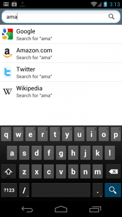 Search accelerators in Firefox Mobile Top Sites