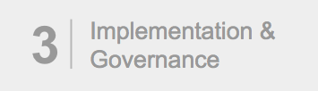 Gray box with number 3 and the text, "Implementation & Guidance." Signals third post in three-part series.