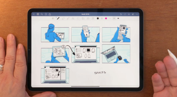 A storyboard drawn on an iPad