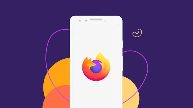 Image of white Android phone with Firefox logo over a purple background.