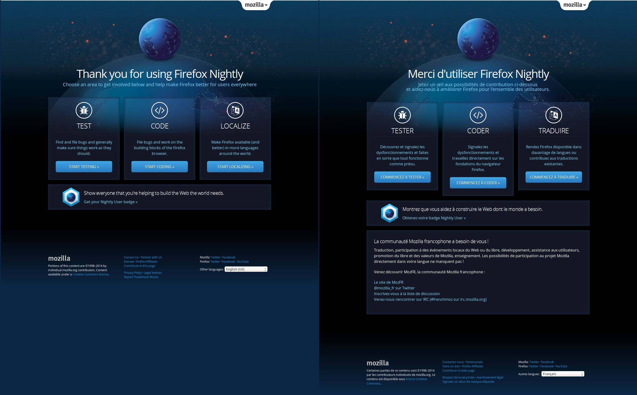 New Firefox Nightly firstrun page