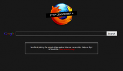 The Firefox default start page was blacked out in protest on Jan. 18, 2012.