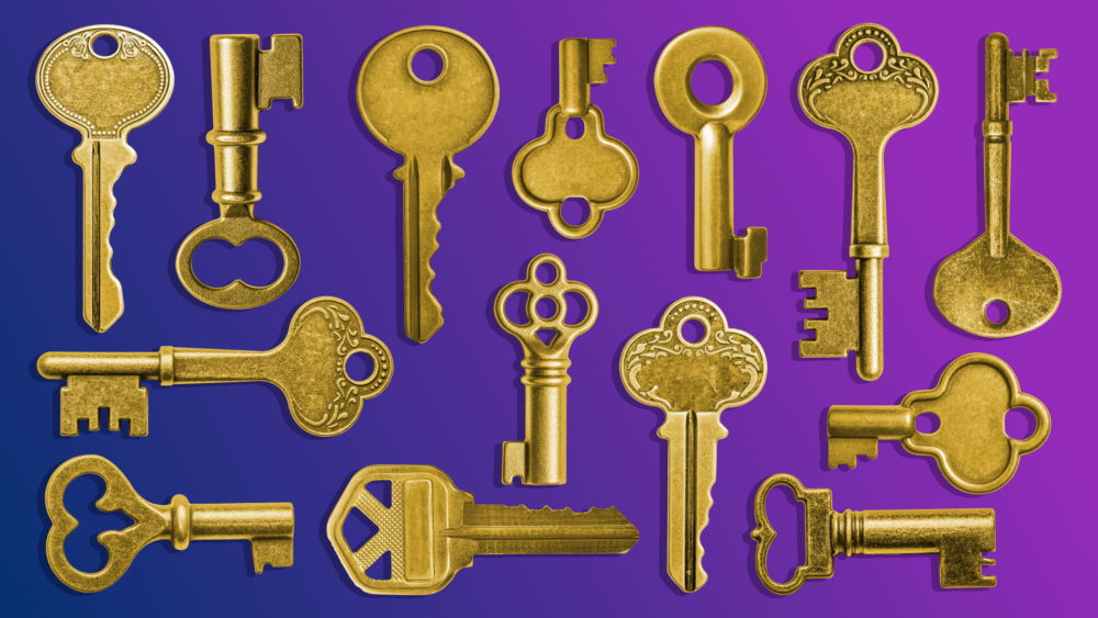 An illustration shows keys.