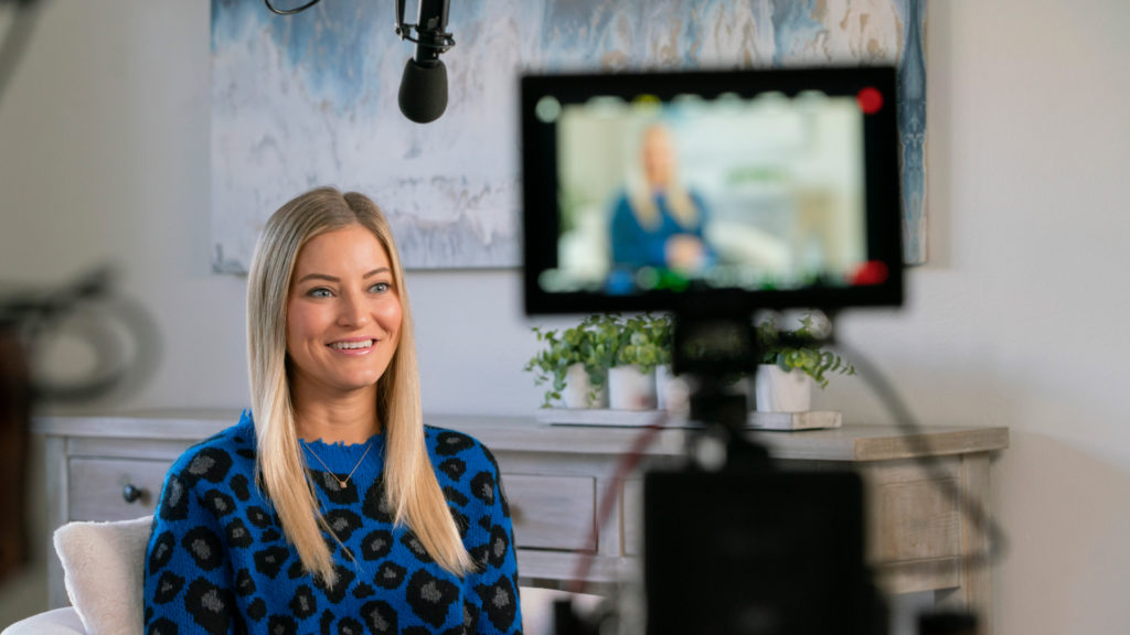 Justine Ezarik speaks during a video-recorded interview.