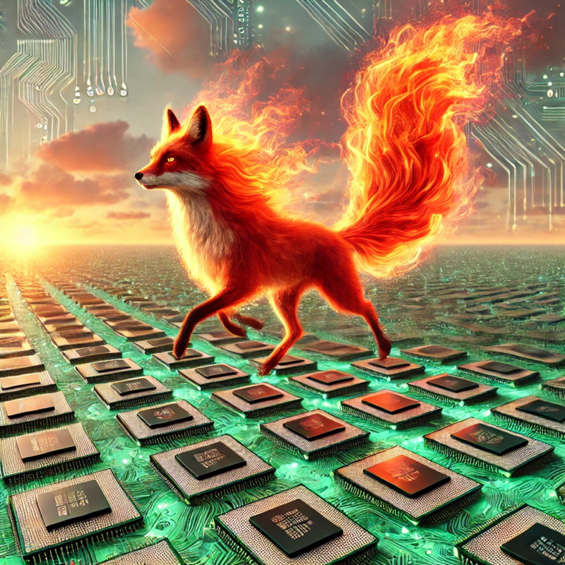 DALLE*E Prompt: “Draw a picture of a Firefox running in a field of CPU”