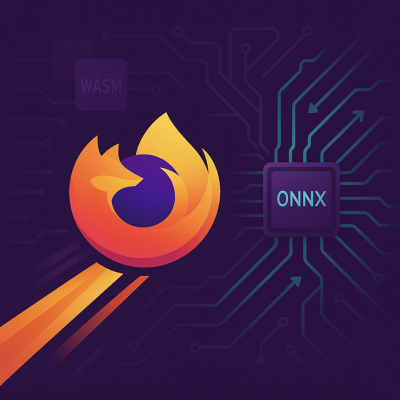 This image shows the logo of Firefox with onnx written in the background.