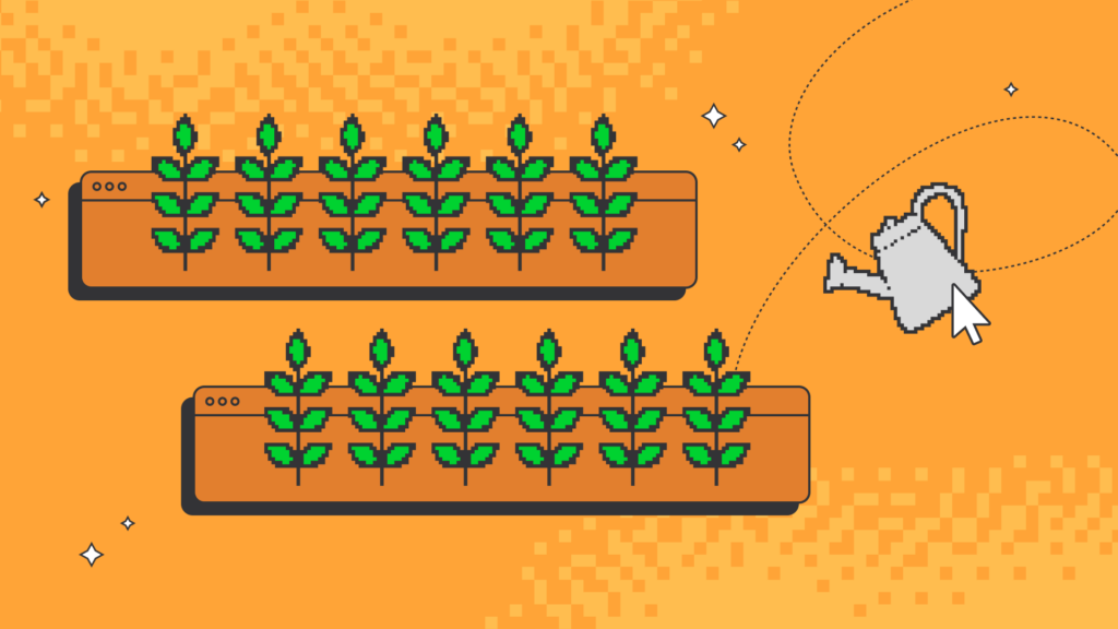 Cozy games: A slower pace, and a place to belong Ursus Minor Pixel art plants growing in browser windows, with a cursor hovering a watering can.