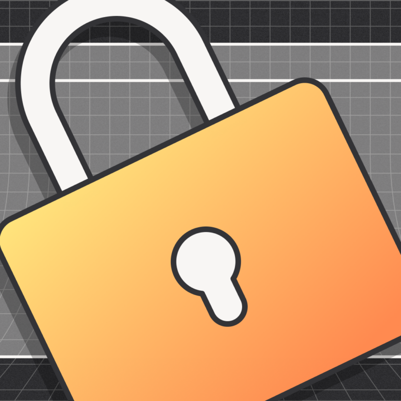 An illustration of a large orange and yellow padlock overlaid on a gray web browser window, symbolizing online security or privacy protection.